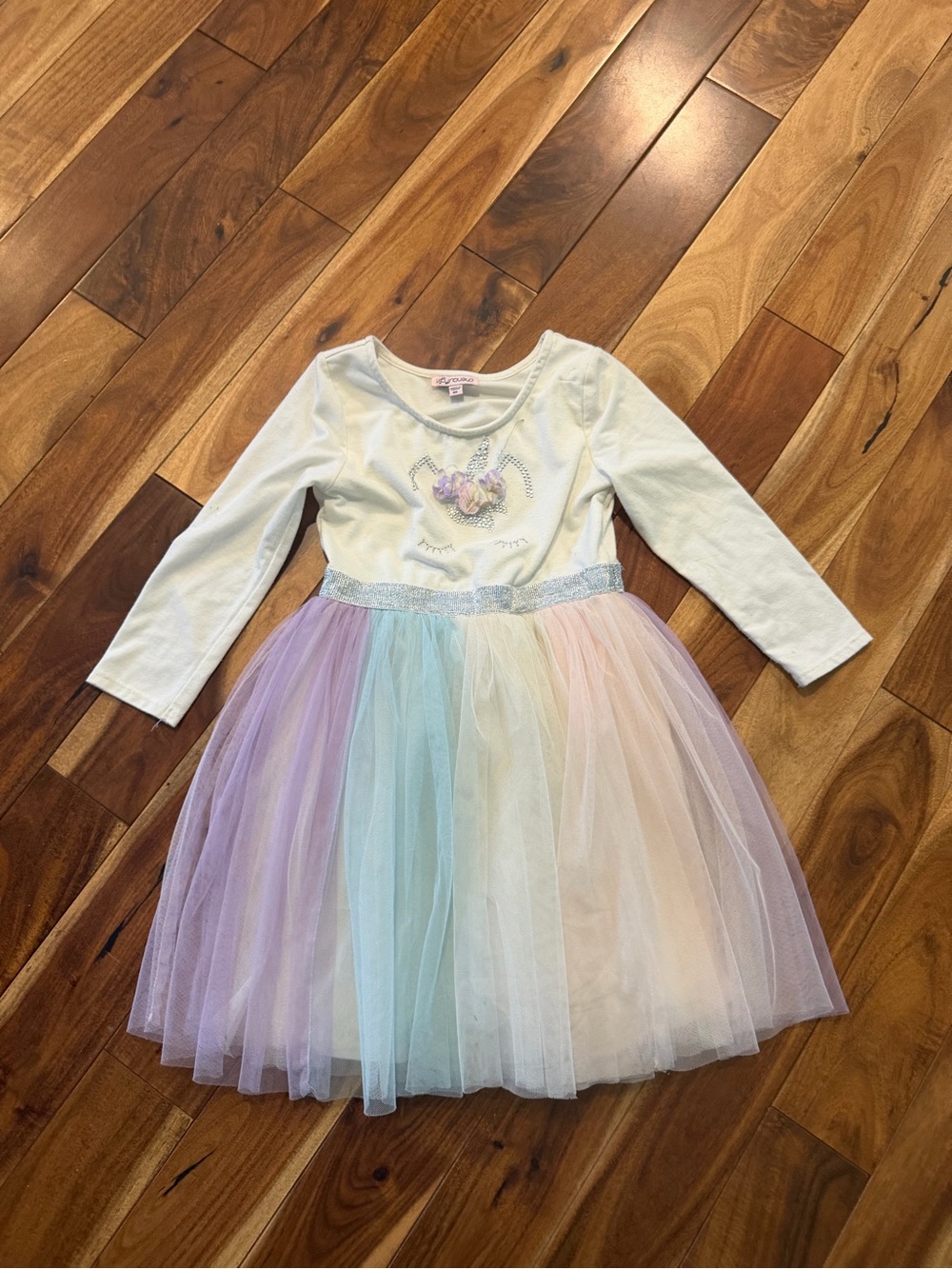 Chenault White Pastel Rainbow Tulle Unicorn Costume Dress